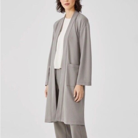 Eileen Fisher ponte knit Gray Duster Cardigan sz 2X Pockets Open front - Picture 1 of 7